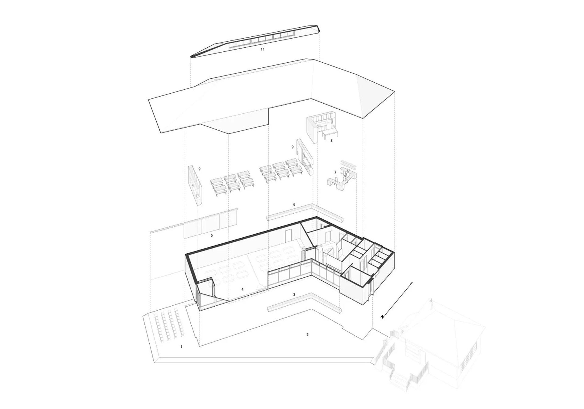 Leighton Centre axonometric diagram.