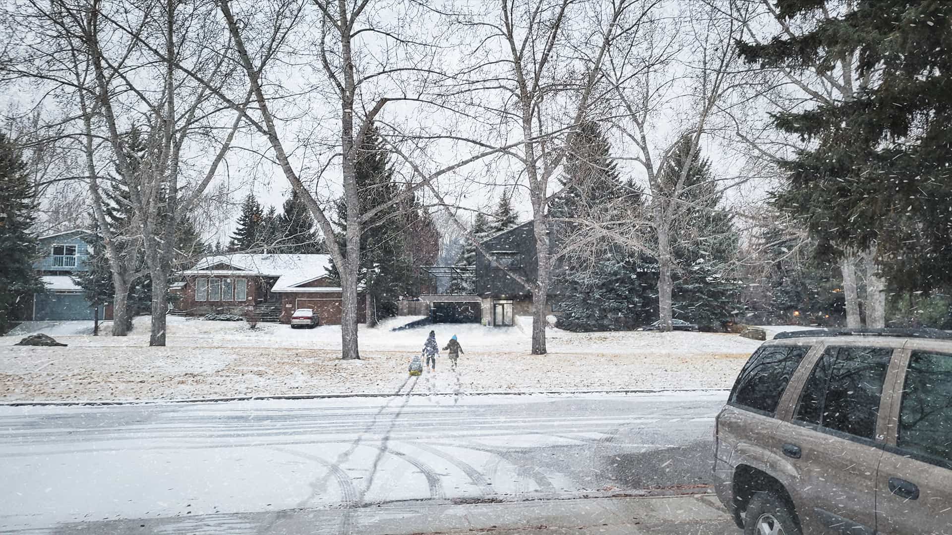 Exterior of Mar House in winter.