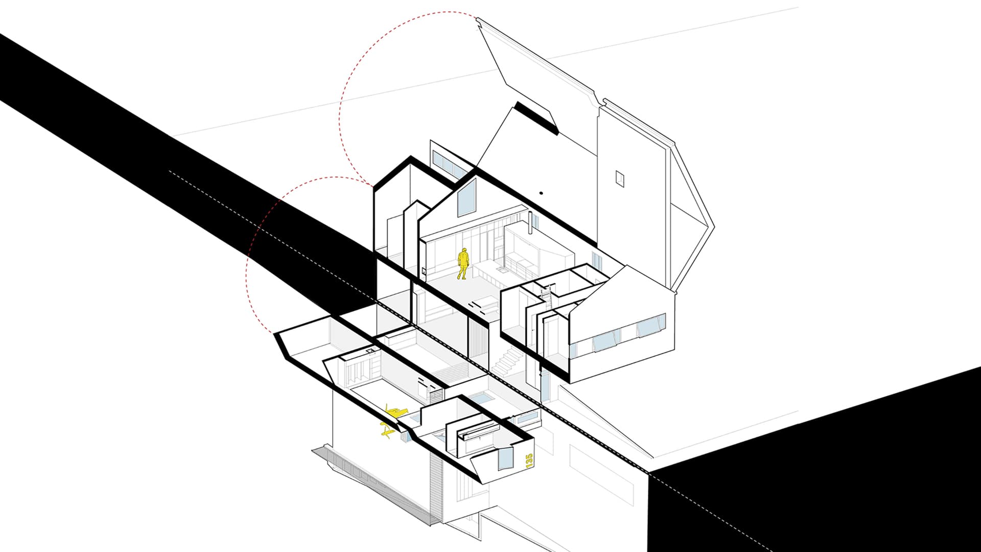 Hinged axo diagram of Mar House.