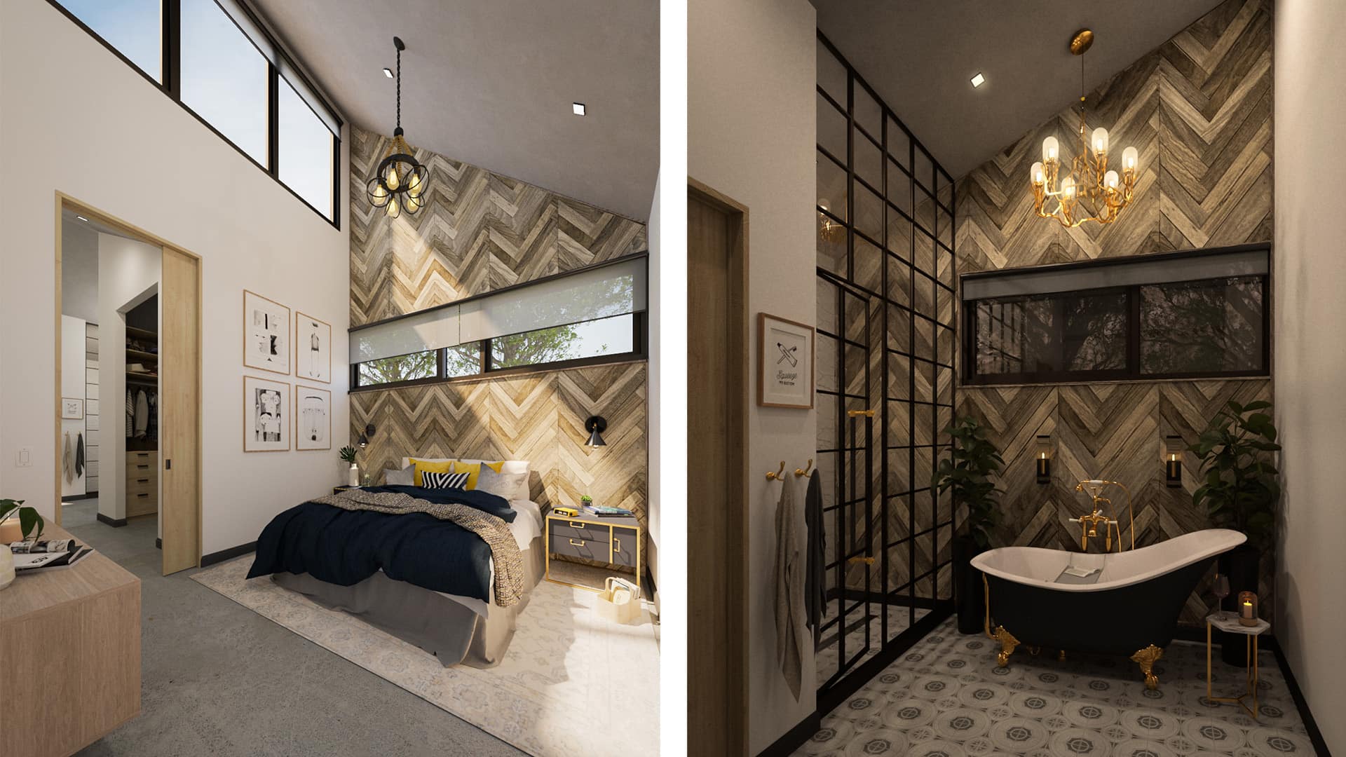 Main bedroom and bathroom of Mar House.